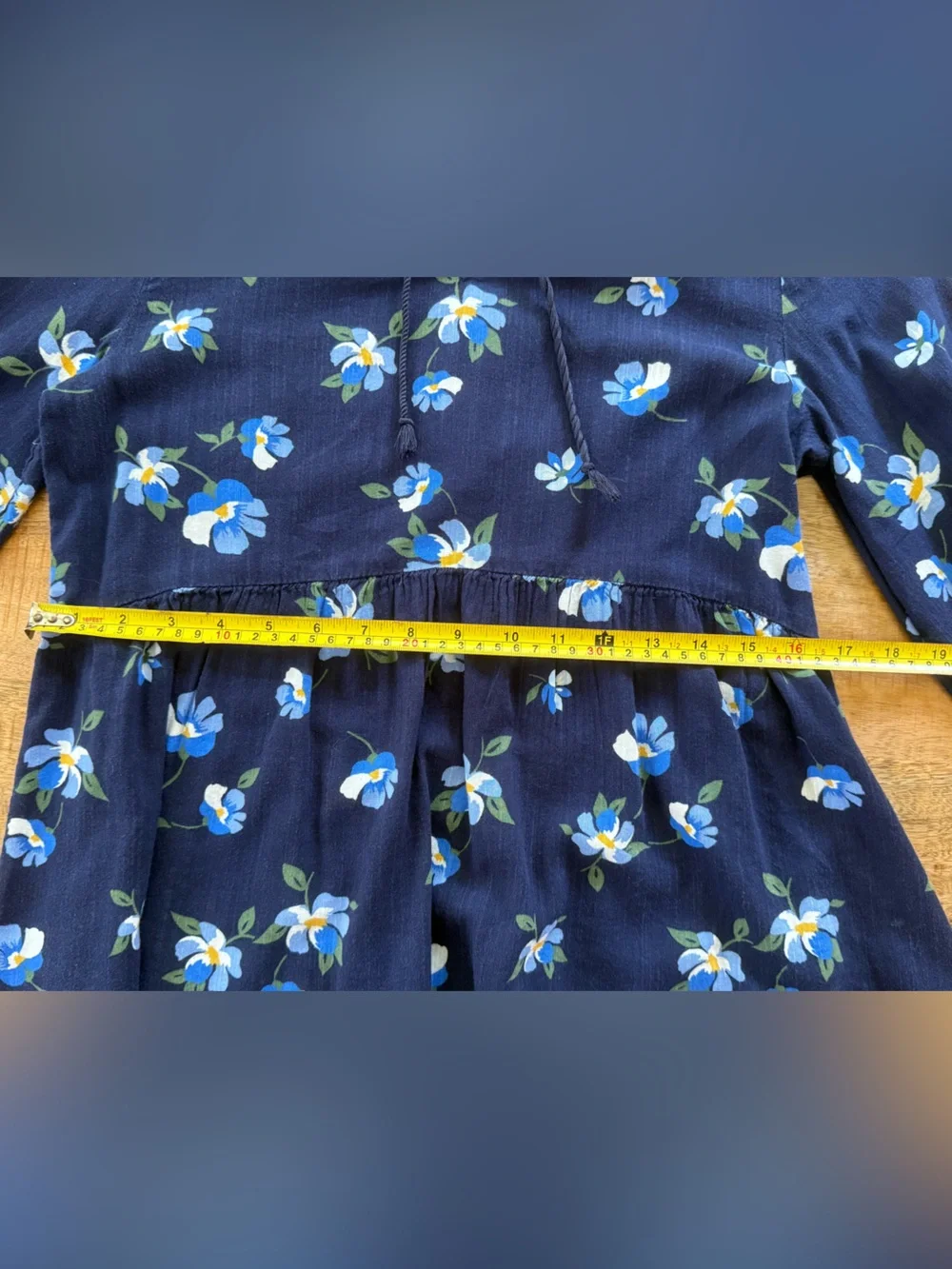Old Navy Floral Babydoll Peplum Blouse XL Blue Long Sleeve Cottagecore Fall